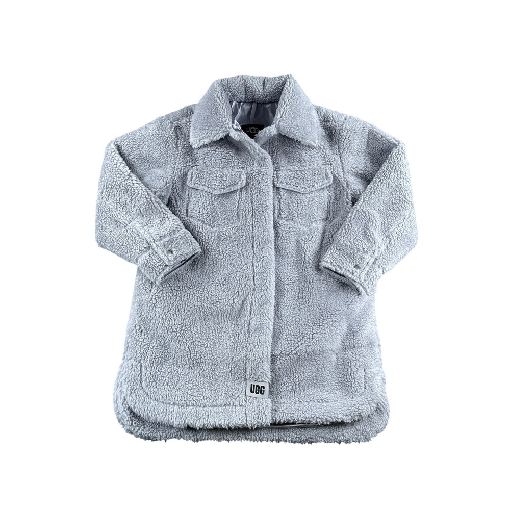 UGG Frankie UGGfluff Shirt Jacket Crystal Grey 1144453 Faux Fur Shacket S